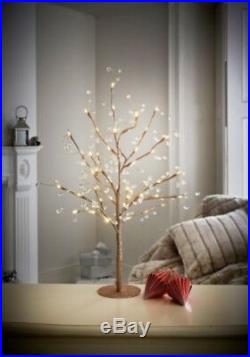 New Christmas Jewelled Glitter Twig Tree 70cm Champagne With 48 Led Lights