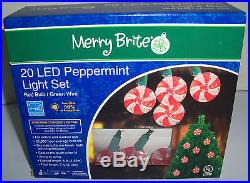 New Christmas Red & White Peppermint Candy 20 LED Light Set