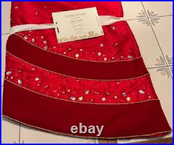 New Dillard's Trimsetter 58 Tree Skirt RED Polyester Velvet Crystal NWT