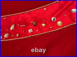 New Dillard's Trimsetter 58 Tree Skirt RED Polyester Velvet Crystal NWT