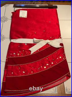 New Dillard's Trimsetter 58 Tree Skirt RED Polyester Velvet Crystal NWT