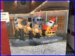 New Gemmy Lighted 13 Ft Santa Sleigh Aircraft Carrier Airblown Inflatable