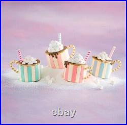 New Glitterville Hot Cocoa Ornament 4 Assorted Colors Sold as Complete Set