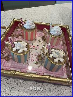 New Glitterville Hot Cocoa Ornament 4 Assorted Colors Sold as Complete Set
