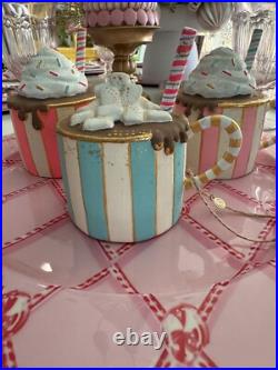 New Glitterville Hot Cocoa Ornament 4 Assorted Colors Sold as Complete Set