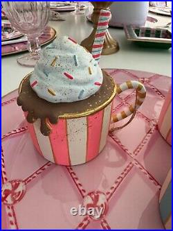 New Glitterville Hot Cocoa Ornament 4 Assorted Colors Sold as Complete Set