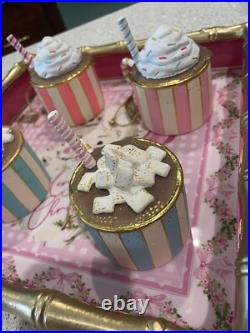 New Glitterville Hot Cocoa Ornament 4 Assorted Colors Sold as Complete Set