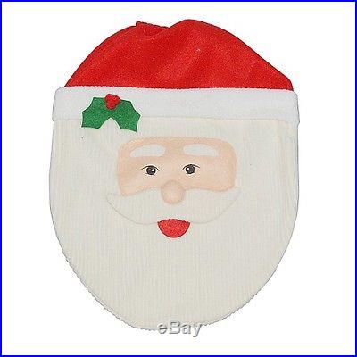 New HOt Happy Santa Toilet Seat Cover and Rug Bathroom Set Christmas Decorations
