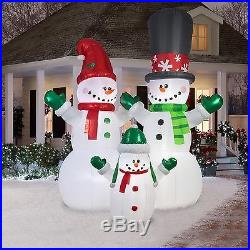 New Inflatable Snowman Family Christmas Decoration Outdoor Yard Decor Light Up