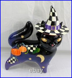 New MacKenzie Childs Fortune Teller Black Cat Halloween Courtly Check 13 withBox