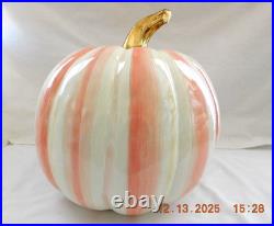 New MacKenzie Childs Medium Pink Rosy Stripe Pumpkin Bubblegum Dillard’s Excl