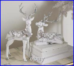 New MacKenzie Childs Set of 2 Crystal Palace Reindeer Deer Sterling Silver Check New MacKenzie Childs Set of 2 Crystal Palace Reindeer Deer Sterling Silver Check