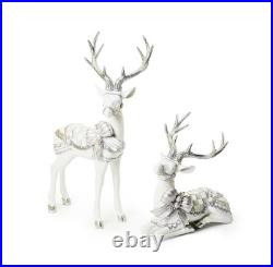 New MacKenzie Childs Set of 2 Crystal Palace Reindeer Deer Sterling Silver Check New MacKenzie Childs Set of 2 Crystal Palace Reindeer Deer Sterling Silver Check