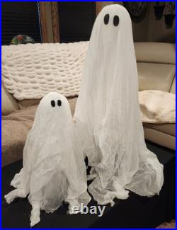 New POTTERY BARN Lit Halloween Ghosts Set of 2 Small & Medium NEW Fast Ship