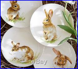 New Pottery Barn 4 Easter Pasture Bunny Salad/dessert Plates in Gift Box