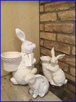 New Pottery Barn Garden Bunny Ceramic Large Medium And Small Easter Bunny