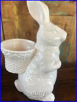 New Pottery Barn Garden Bunny Ceramic Large Medium And Small Easter Set Decor