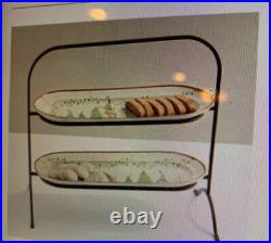 New Pottery Barn New Forest Gnome Stoneware Tiered stand Tray Cookie
