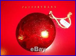 New Pottery Barn Set of 6 RED Mercury Glass Ornaments Holiday Christmas