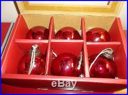 New Pottery Barn Set of 6 RED Mercury Glass Ornaments Holiday Christmas