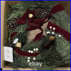 New Pottery barn Chris Loves Julia Garland Christmas Faux Pine Light Up Ribbon