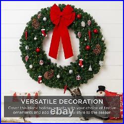 New Pre-Lit Artificial Fir Christmas Wreath with LED Lights, Plug-In, PVC Tips
