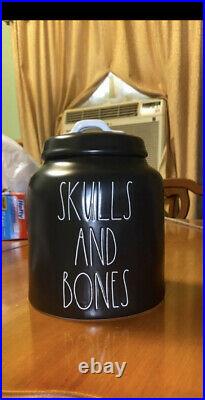 New Rae Dunn Skulls & Bones Black Halloween 2021 Canister
