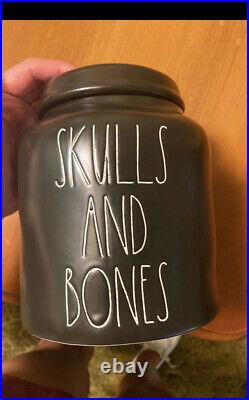 New Rae Dunn Skulls & Bones Black Halloween 2021 Canister