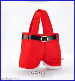 New Santa Pants Handbag Xmas Decor Wedding Candy/Gift Buckram Wine-Bag Christmas