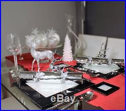 New Set Of Six Black Glass Placemats With Swarovski Crystals Dining Dinner Table