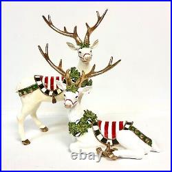 (New) Set of 2 Mackenzie-Childs Peppermint Reindeer