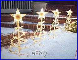 New Set of 4 Christmas Home Accents 18 Clear Spiral Tree Pathway Lights