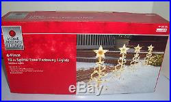 New Set of 4 Christmas Home Accents 18 Clear Spiral Tree Pathway Lights