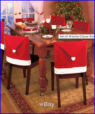 New Set of 6 Santa Clause Red Hat Chair Back Covers for Christmas Dinner Decor