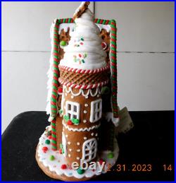 New Trimsetter Light Up Gingerbread Waffle House Ice Cream Cone Tower 12 Tall