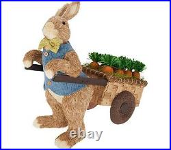 New Valerie Parr Hill Easter Spring Oversized 24 Sisal Bunny with Carrot Cart