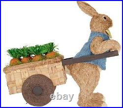 New Valerie Parr Hill Easter Spring Oversized 24 Sisal Bunny with Carrot Cart