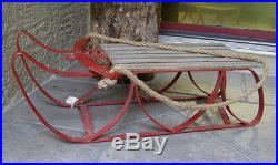 New! Vintaged Metal & Wood RED SLED Sleigh Outdoor Christmas Display Decor