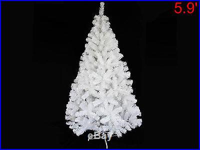 New White 6′ Ft Artificial PVC Space Saving Christmas Holiday Tree w/Metal Stand