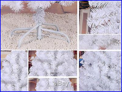 New White 6' Ft Artificial PVC Space Saving Christmas Holiday Tree w/Metal Stand