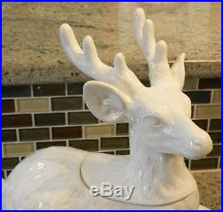 New WithO Box Pottery Barn Holiday Christmas Deer STAG COOKIE JAR Natural