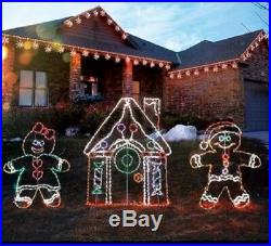 New XMAS Gingerbread Boy Holiday Outdoor LED Lighted Decoration Steel Wireframe
