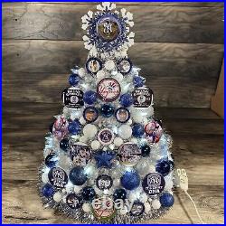 New York Yankees NYY Bronx Bombers Christmas Tree 18 With Lights Jeter Rivera