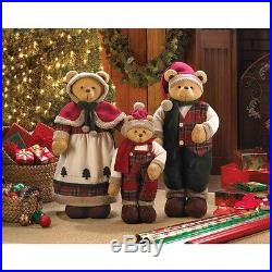 New holiday bear family decor set christmas tree base ornaments figurines teddy