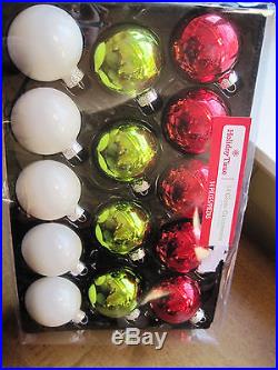 New in Box 14 Ct Red White Grinch Green Glass Ball Christmas Holiday Ornaments