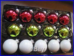 New in Box 14 Ct Red White Grinch Green Glass Ball Christmas Holiday Ornaments