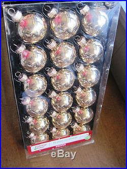 New in Box 18 Ct Gold Glass Ball Christmas Holiday Ornaments