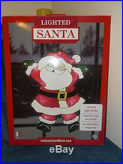 New in box Lighted Santa Christmas Window indoor / outdoor Decoration