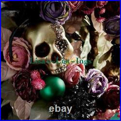 Nib Grandin Road Goth Glam Bejeweld Skulls & Florals 28 Wreath Gorgeous! New