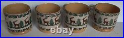 Nicholas Mosse Reindeer Christmas Holly Cups Mugs Set of 4 Crazing on Interior